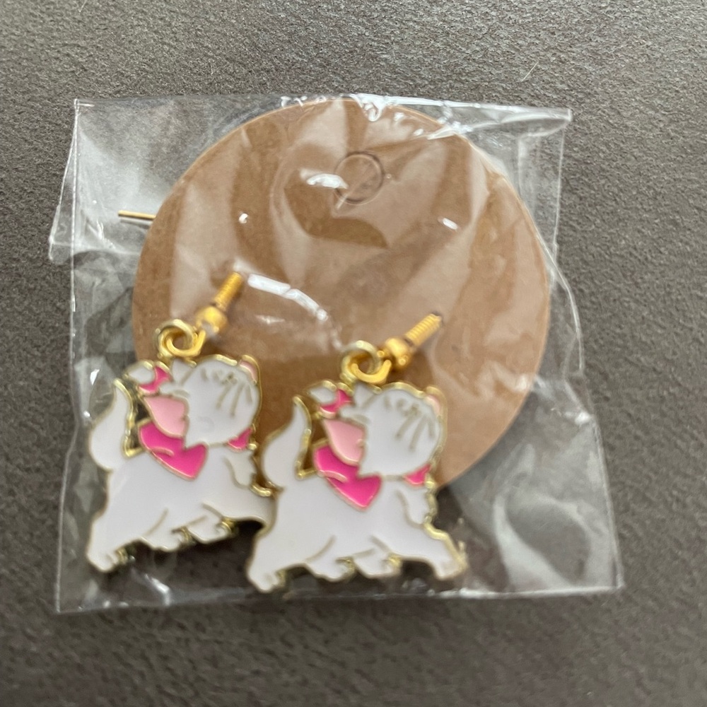 Adorable Pink and Gold Cat  Earrings for Kids